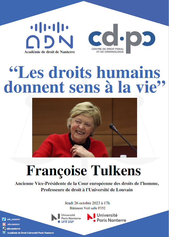 Conférence Mme TULKENS "Les droits humains donnent sens à la vie"